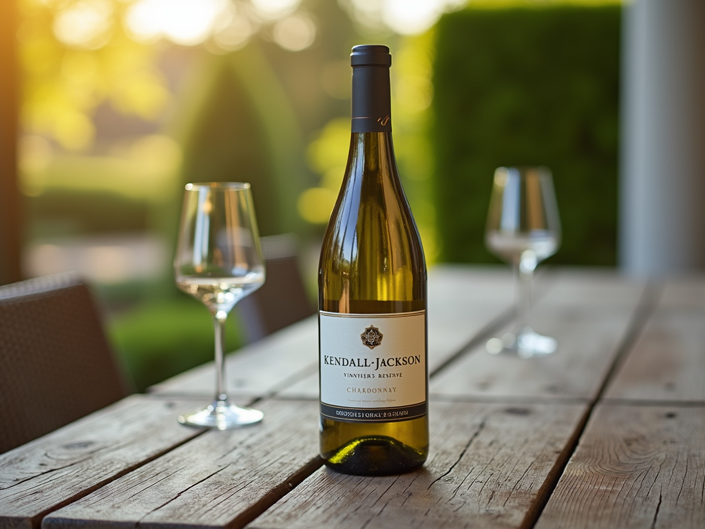 Kendall-Jackson Vintner’s Reserve Chardonnay bottle on wooden table