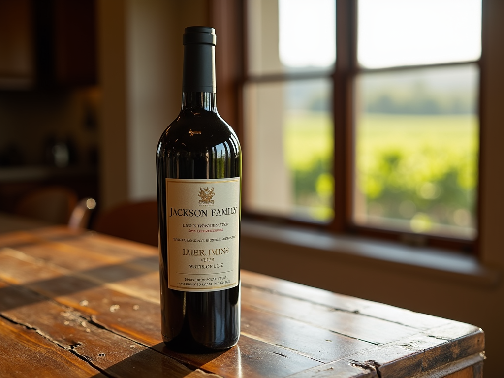 Jackson Family Wines bottle on wooden table