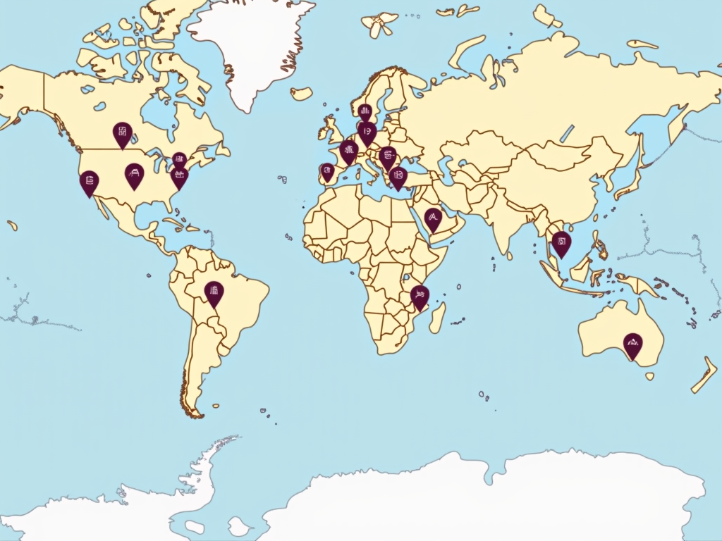 Map of New World wine regions