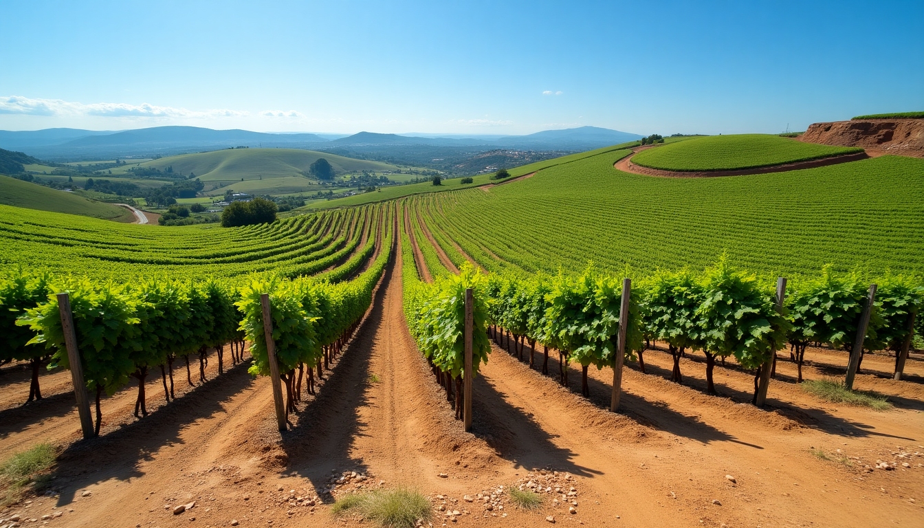 A scenic vineyard with diverse soils, reflecting the essence of terroir.