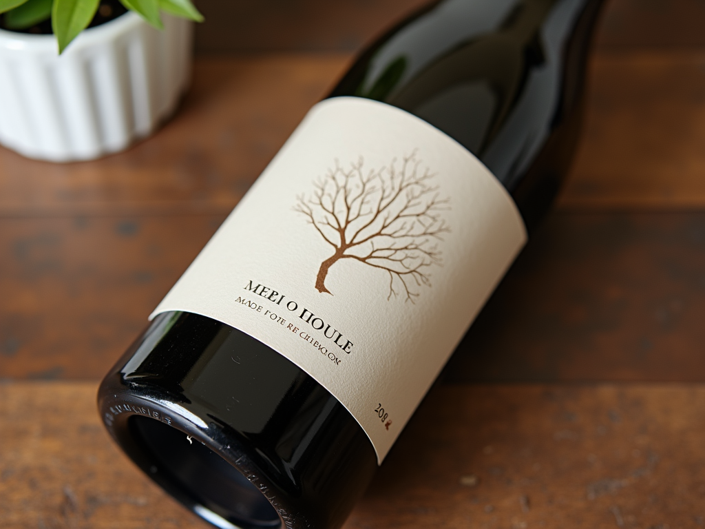 Eco-friendly wine bottle with recycled label