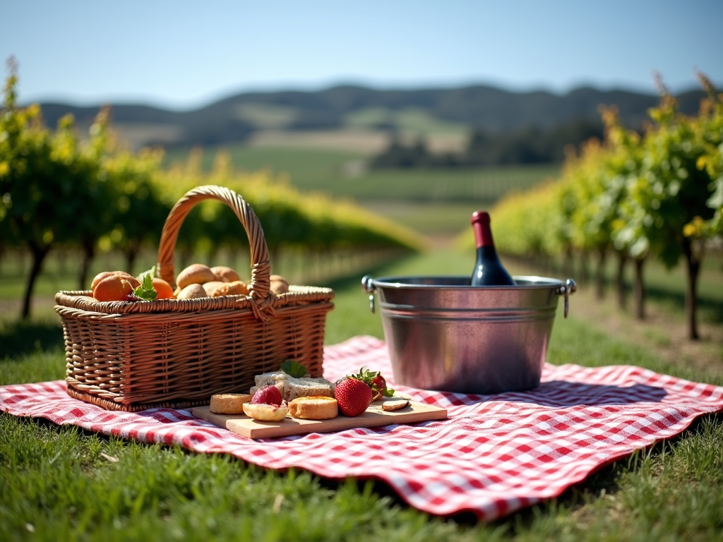 A charming picnic scene at a Sonoma winery, perfect for a relaxing afternoon.