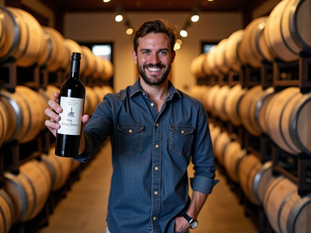 Wine enthusiast with Stonestreet Cabernet in tasting room