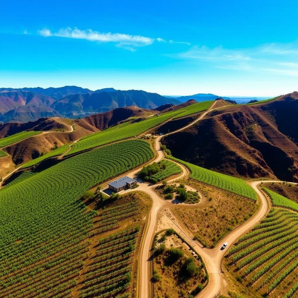 Aerial view of Stonestreet’s high-elevation vineyards in Alexander Valley