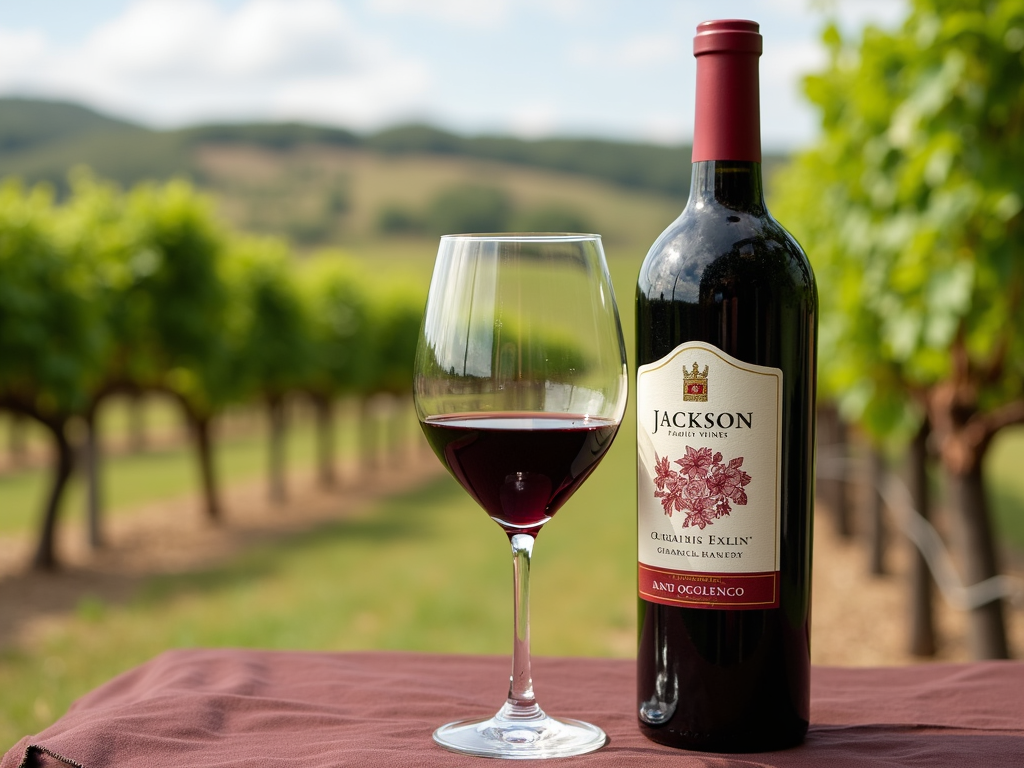 Jackson Family Wines' organic wine on a table with vineyard view
