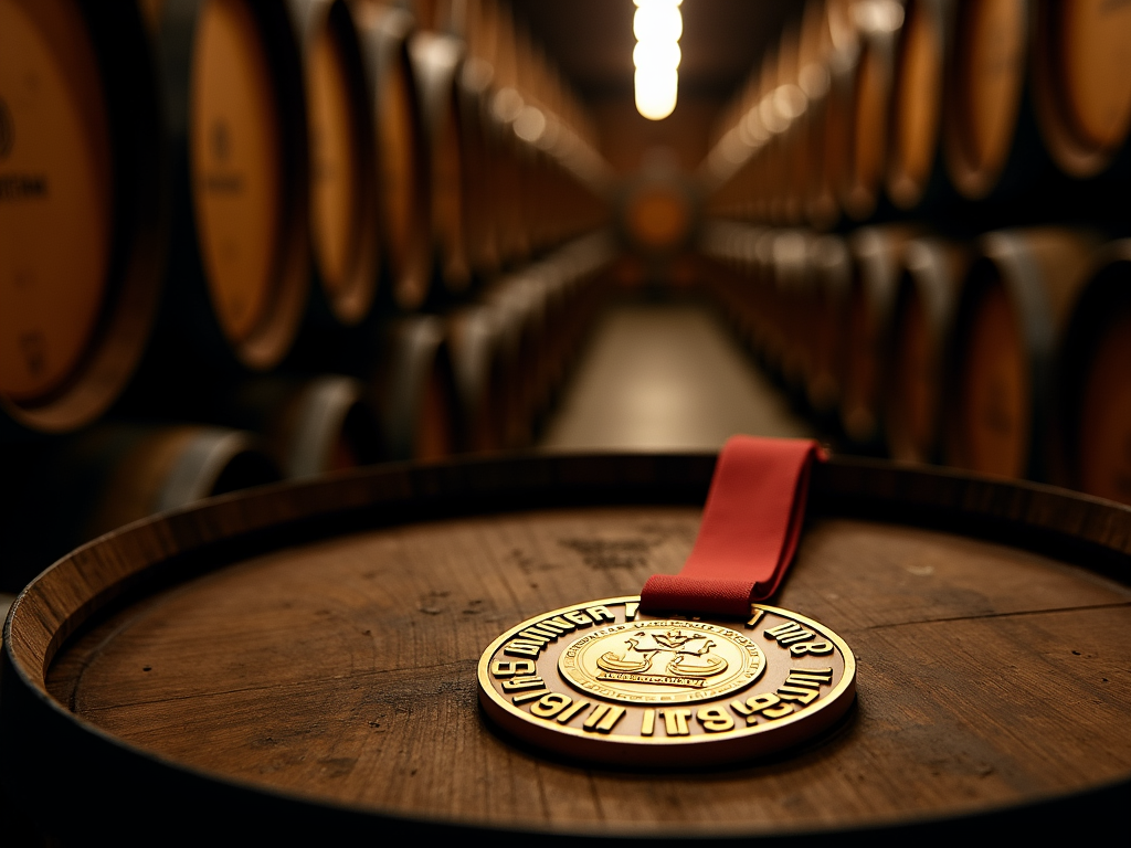 Beringer wine award on barrel