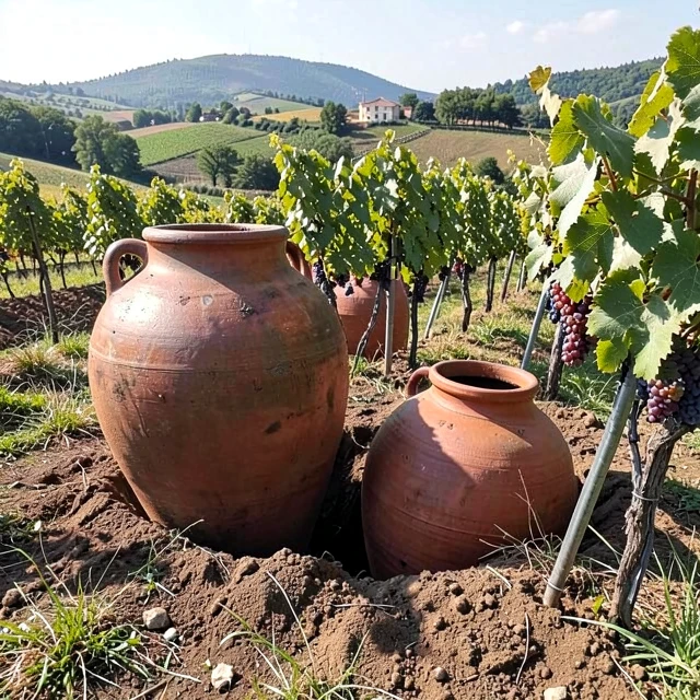 Ancient Georgian qvevri vessels used for wine fermentation