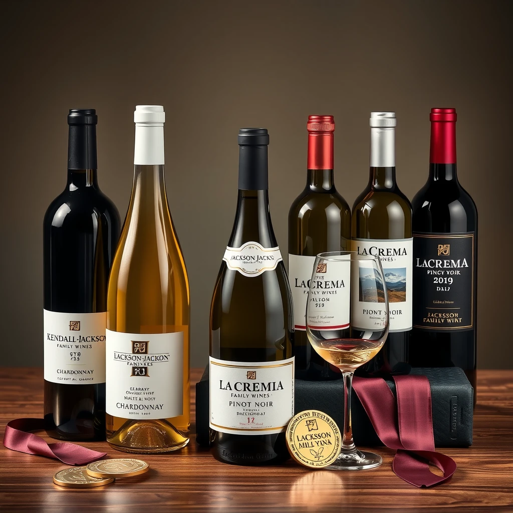 Elegant display of Jackson Family Wines bottles with award medals