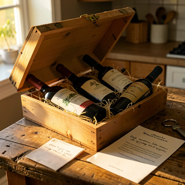 Unboxing a premium wine club membership shipment with assorted bottles and notes
