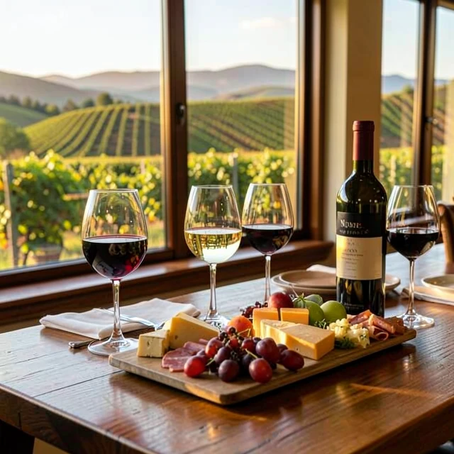 Wine tasting experience with cheese and vineyard view in Napa Valley
