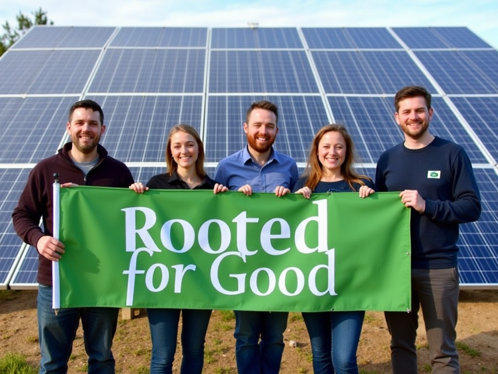 Jackson Family Wines team by solar panels