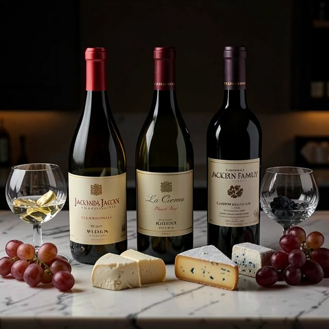 Jackson Family Wines bottles paired with complementary cheeses