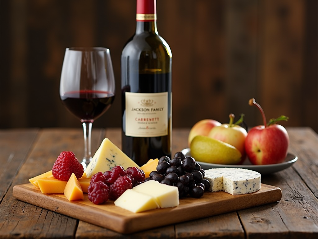 Table with wine and cheese