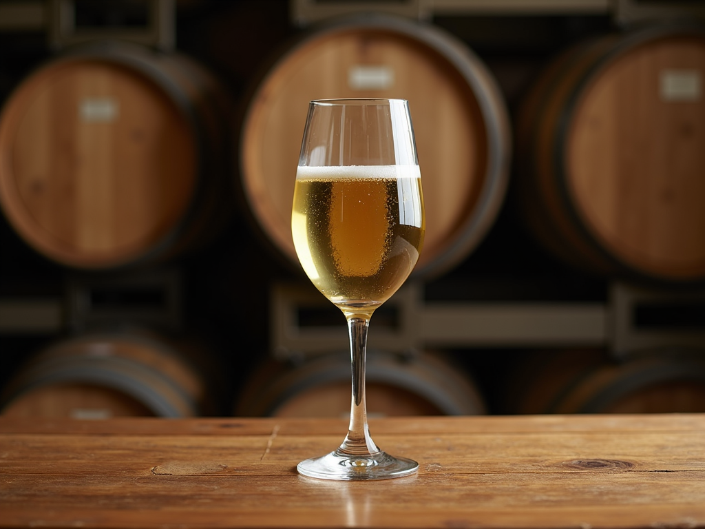 Glass of Kendall-Jackson Chardonnay in a cellar