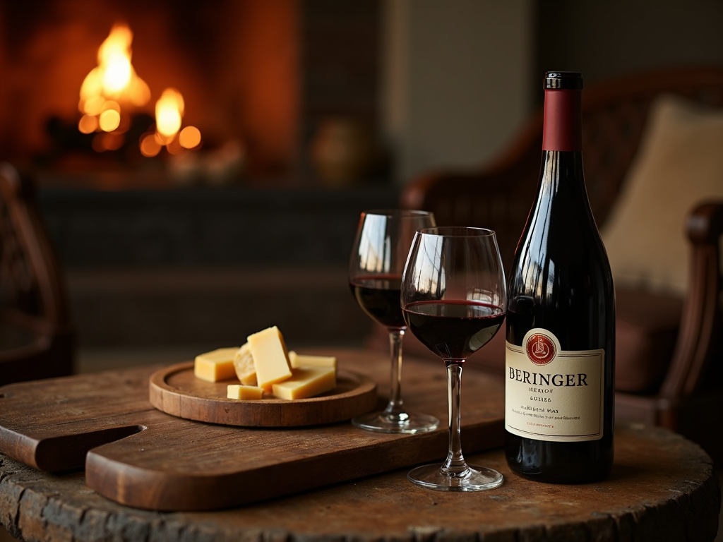 Beringer Merlot with cheese