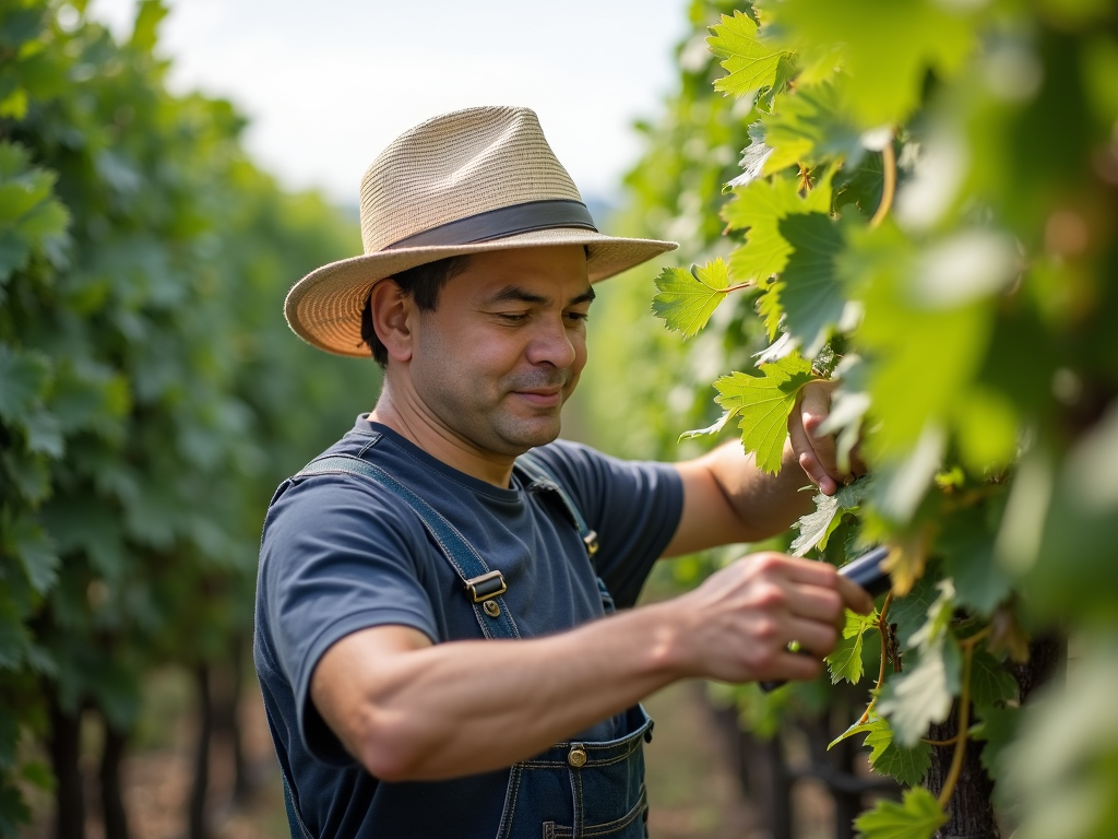 Winemaker in vineyard