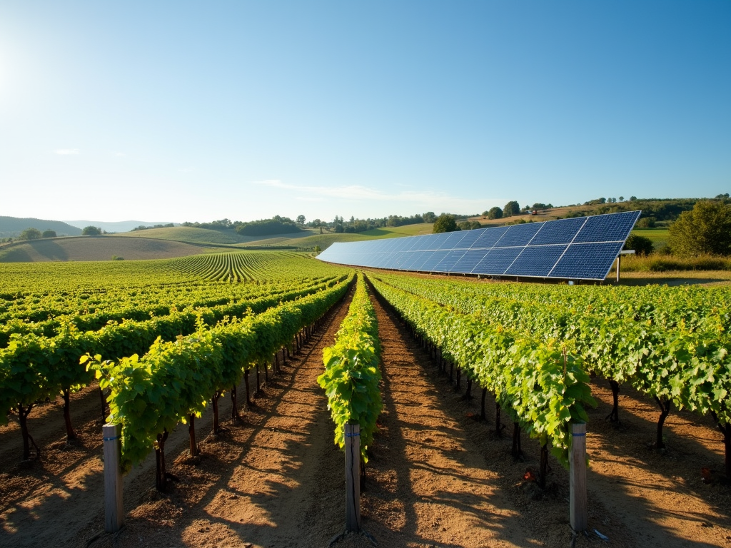 Vineyard with solar panels at Jackson Family Wines