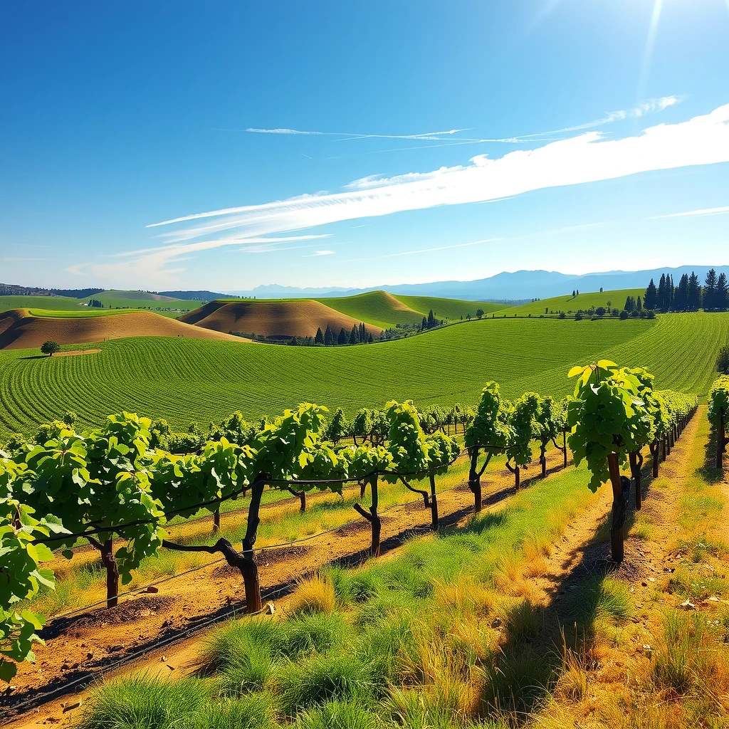 Vineyard landscape illustrating diverse soil types in wine terroir