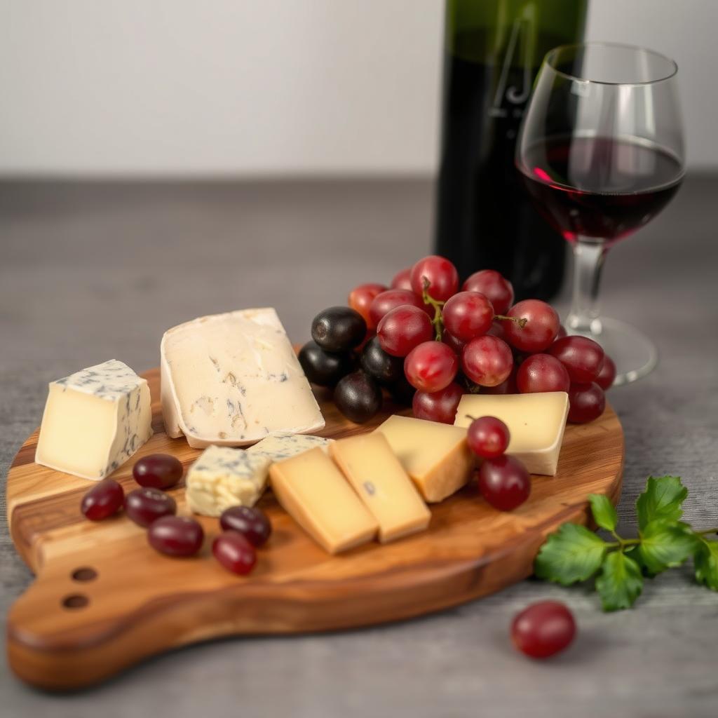 Cheese board with eco-friendly wine