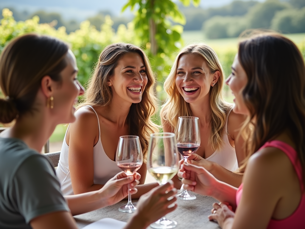 Friends enjoying wine tasting in Sonoma County