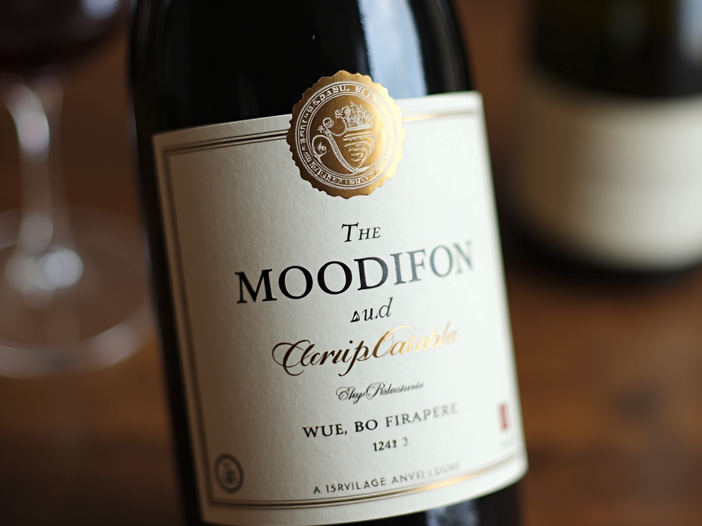 Wine label displaying brand and details