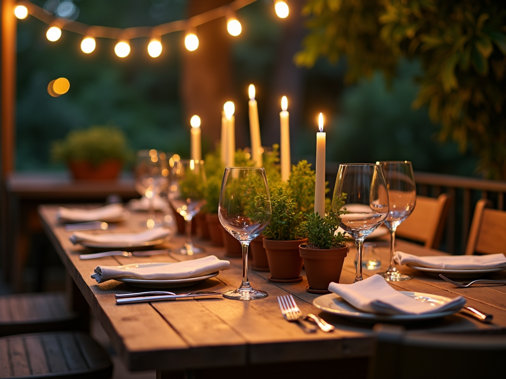 Eco-friendly wine night table setting