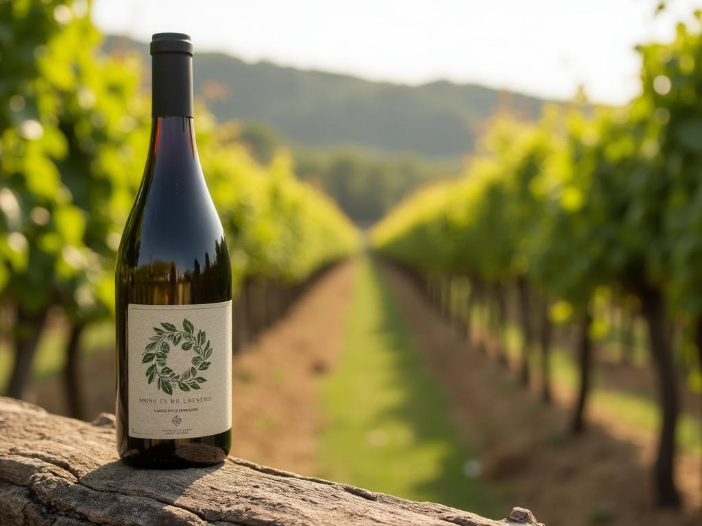 Wine bottle with eco-friendly packaging