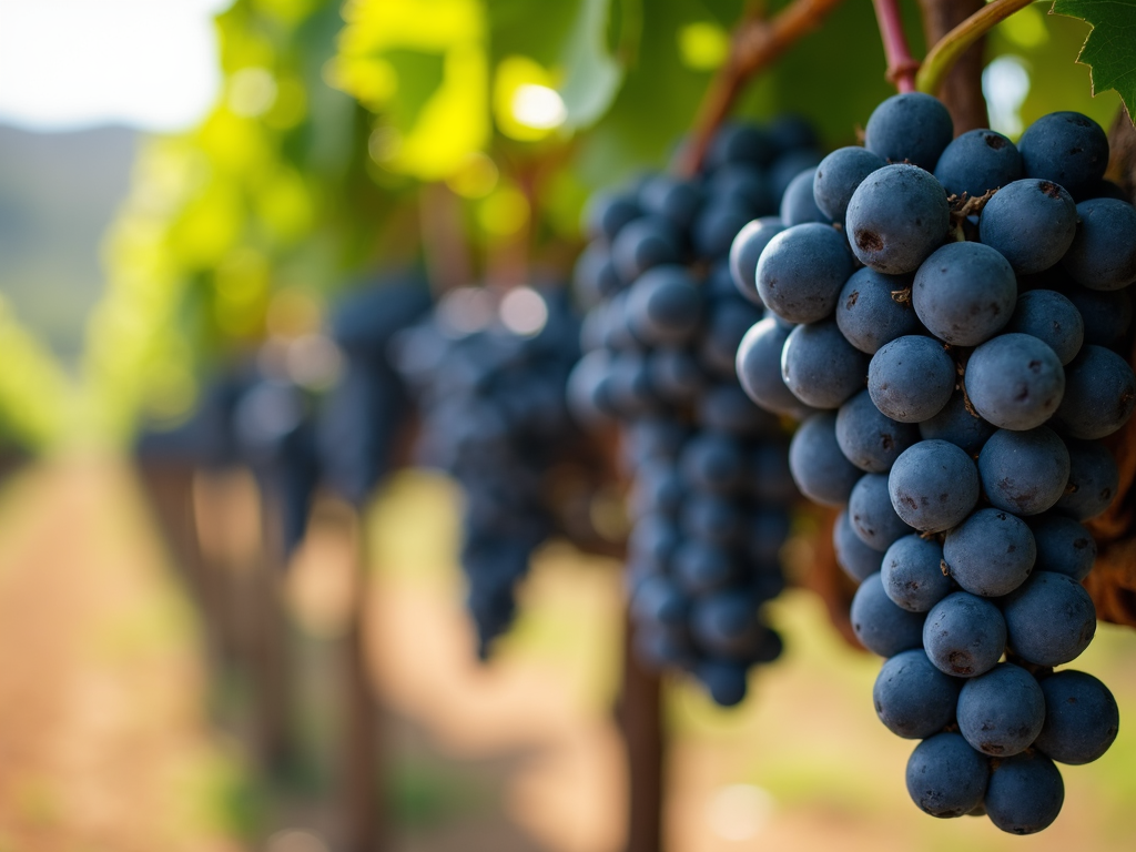 Ripe grapes in Napa Valley vineyard