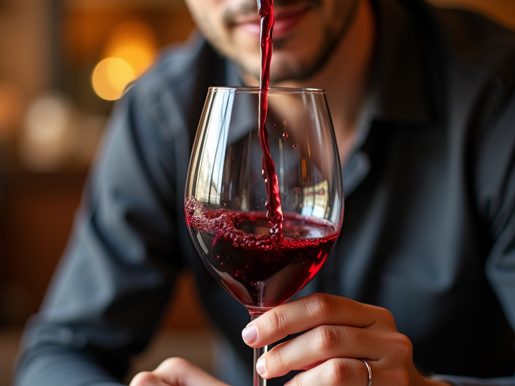 Swirling red wine in a glass