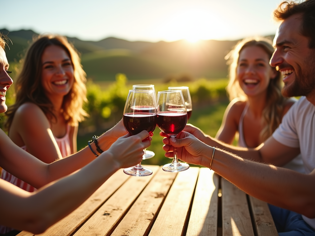 Wine tasting in a vineyard setting