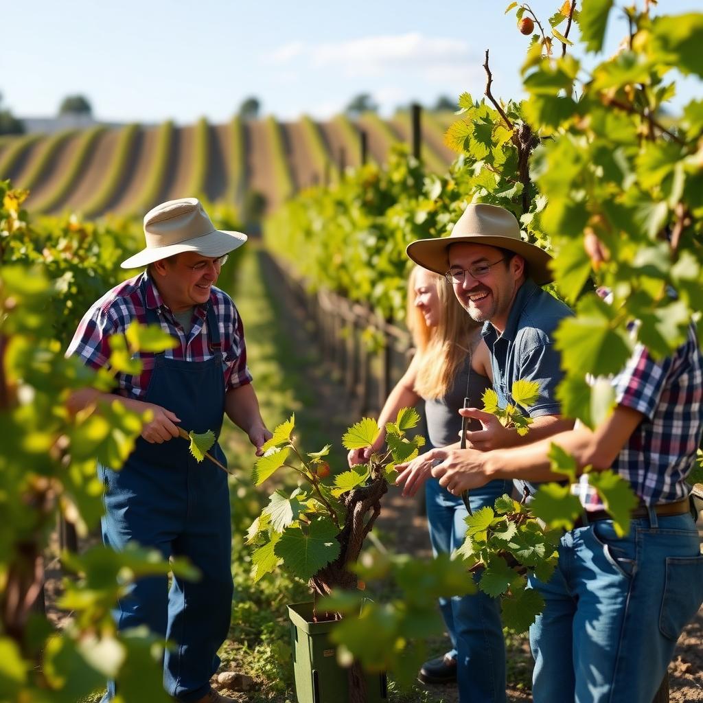 Workers in the vineyard at Jackson Family Wines.