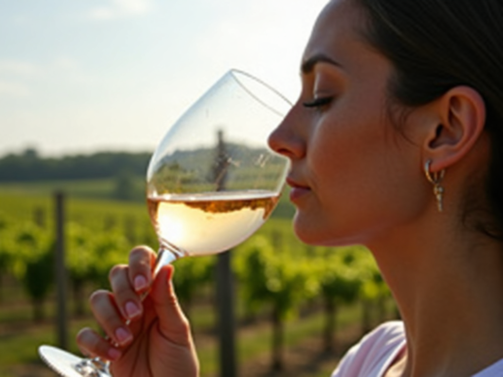 Person smelling wine aromas.
