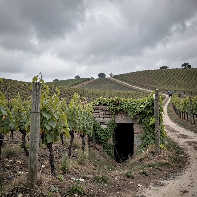 Hidden French vineyard cellar during WWII