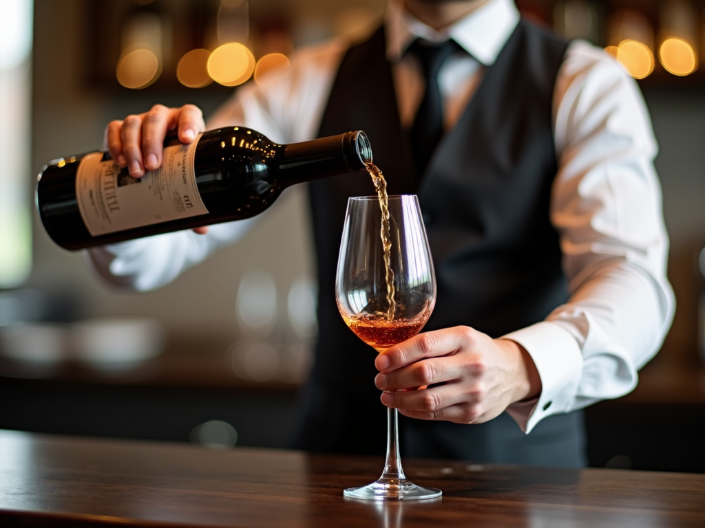 Sommelier pouring wine.