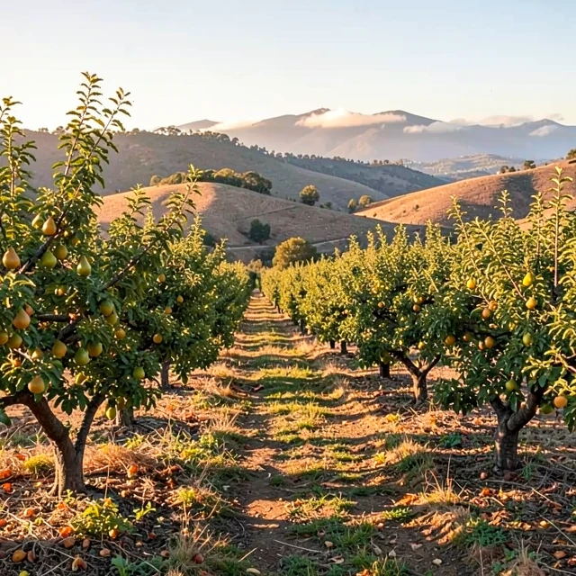 Vintage pear and walnut orchard in Lake County, California, the original land purchased by Jess Jackson in 1974
