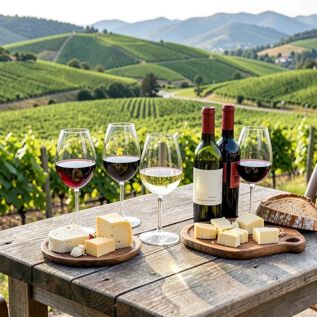 Wine tasting experience overlooking Napa Valley vineyards