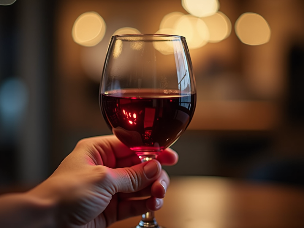 Checking the color of red wine