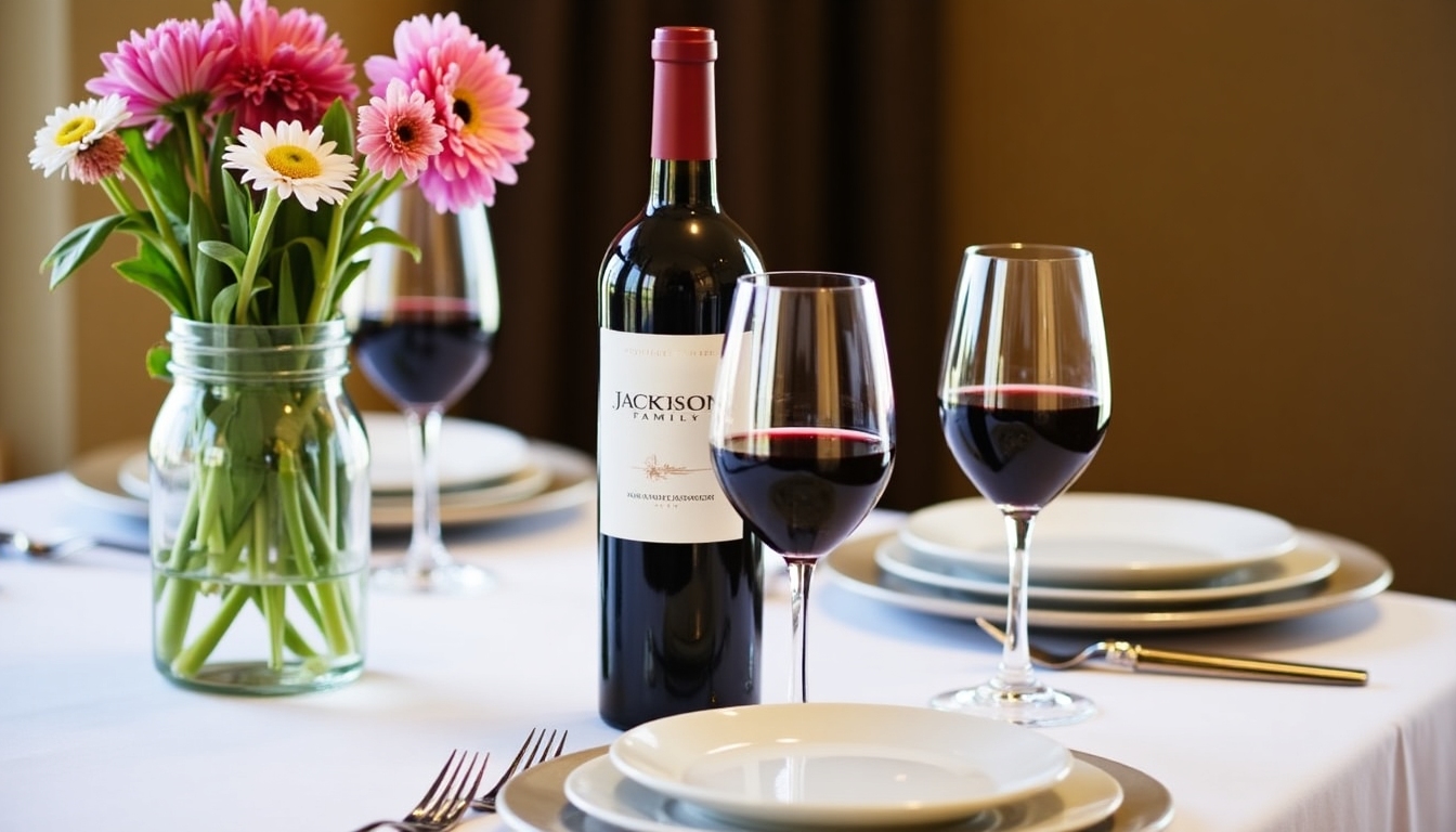 Table with Jackson Family Wine and glasses