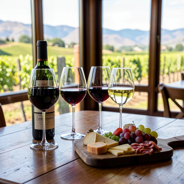 Wine tasting setup at a Napa Valley winery