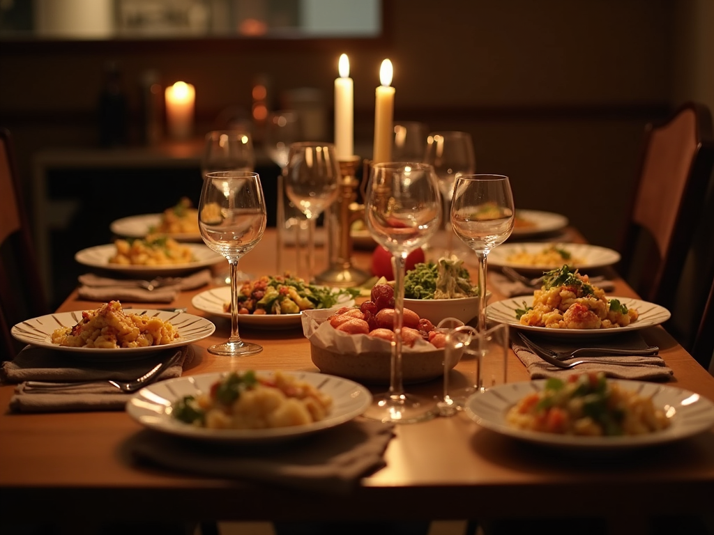 A beautifully set table showcasing wine and food pairing.