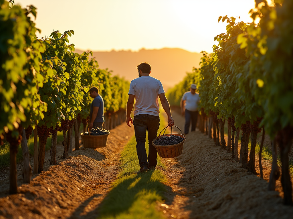 AI-generated image of a Jackson Family Wines vineyard during harvest