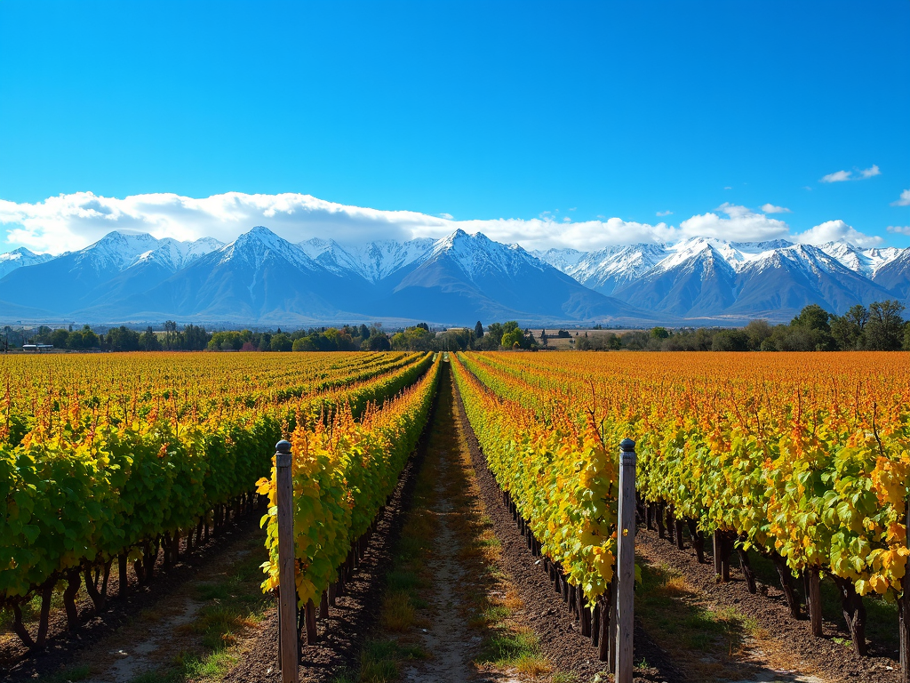 Mendoza vineyard with the Andes mountains in the background, showcasing Argentina’s wine country.