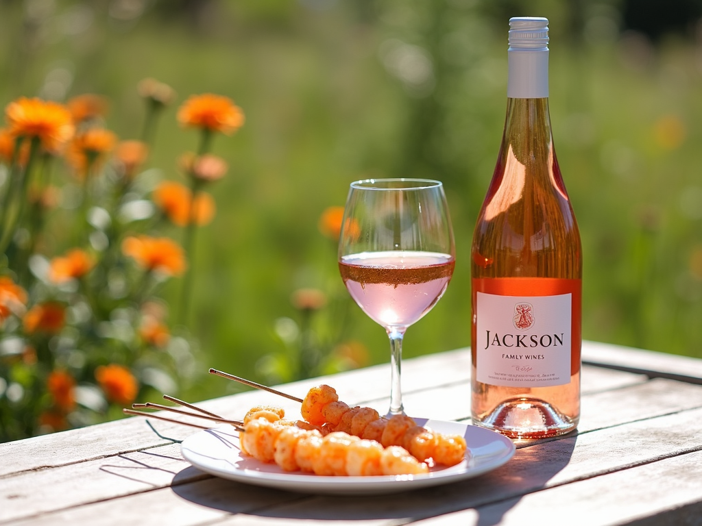 Jackson Family Wines Rosé with shrimp skewers