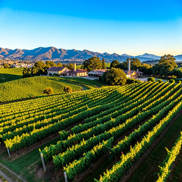 Aerial view of Sonoma County's iconic vineyards and winery landscapes
