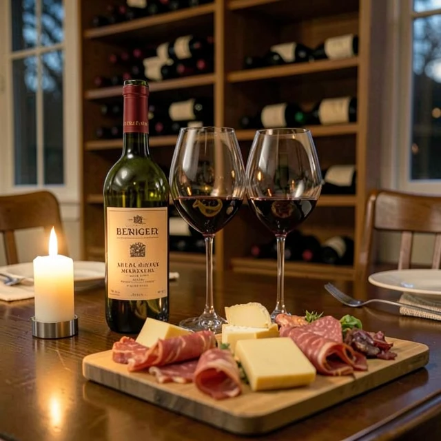 Enjoying properly stored Beringer Merlot with food pairing at home
