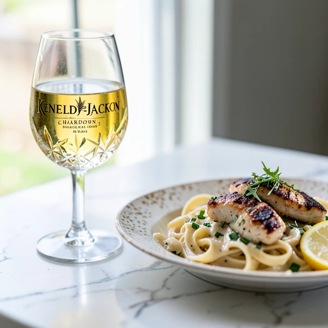 Kendall-Jackson Chardonnay paired with creamy pasta and chicken