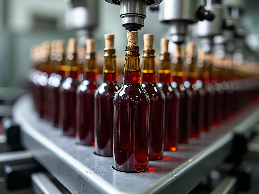 Beringer wine bottling line in operation.