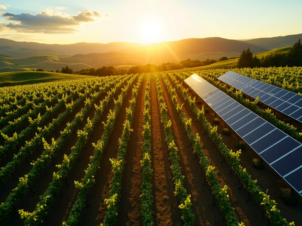 Vineyard with solar panels
