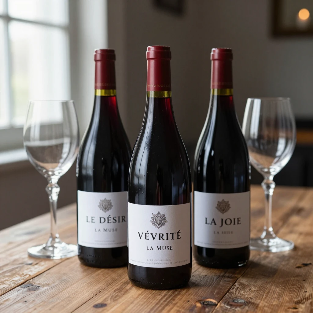 Bottles of Vérité La Muse, La Joie, and Le Désir wines