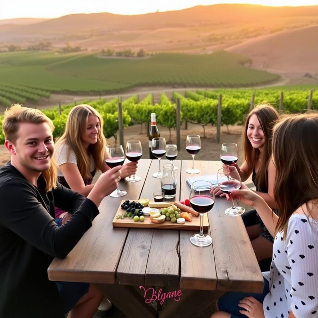 Friends enjoying a wine tasting with charcuterie at a Napa Valley winery